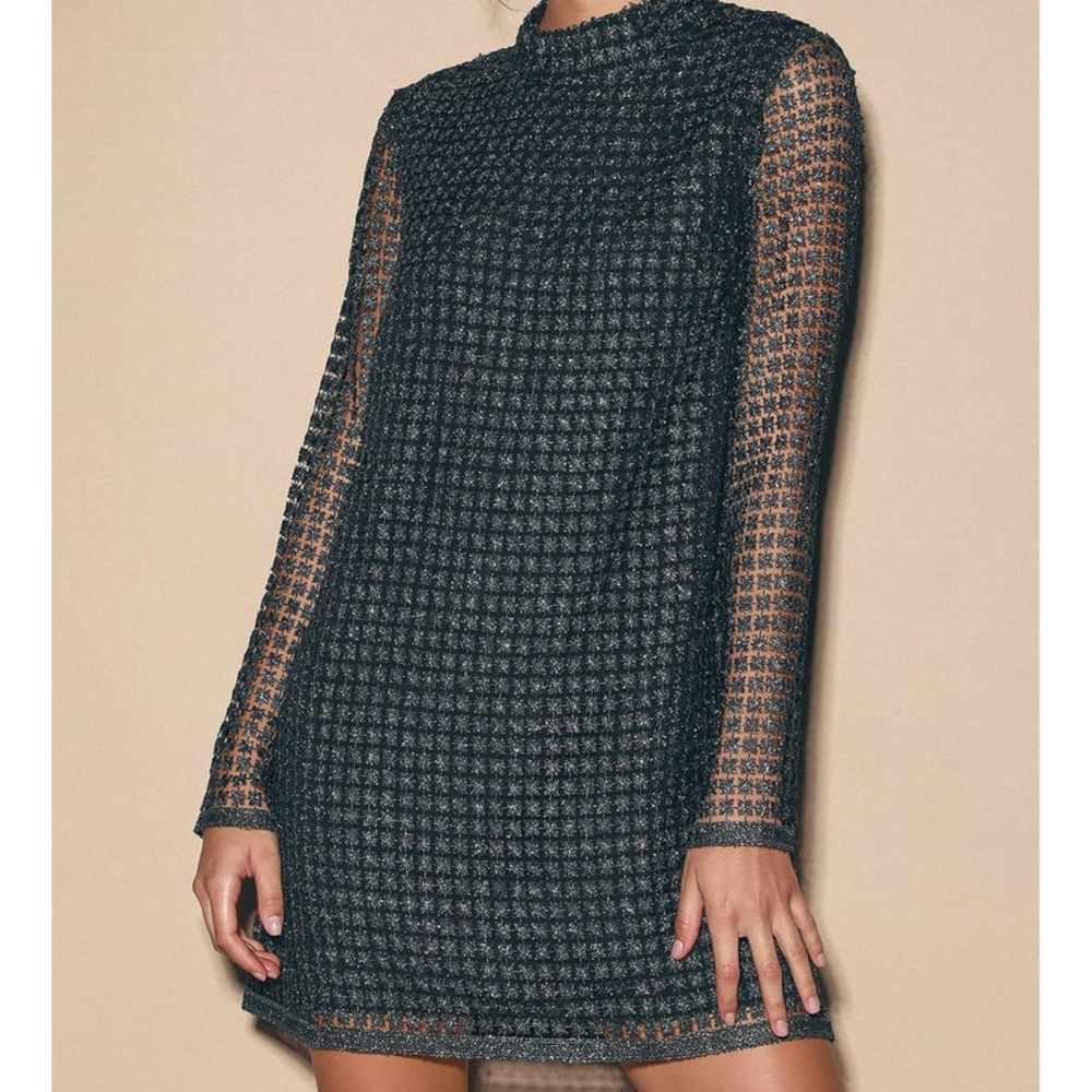 SOLD Metallic Lace Long Sleeve Dress